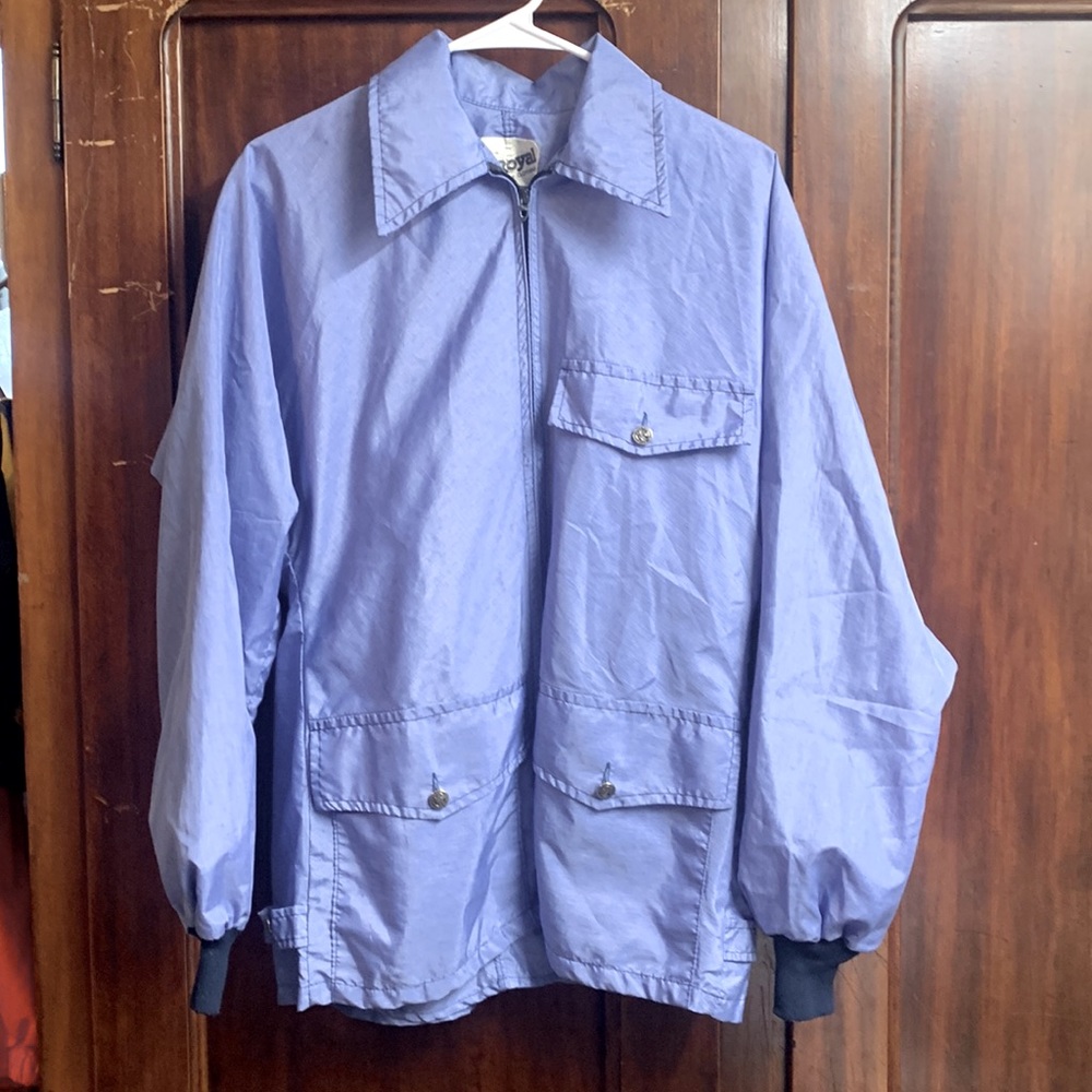 Royal gold clothing light blue windbreaker jacket coat zip size S